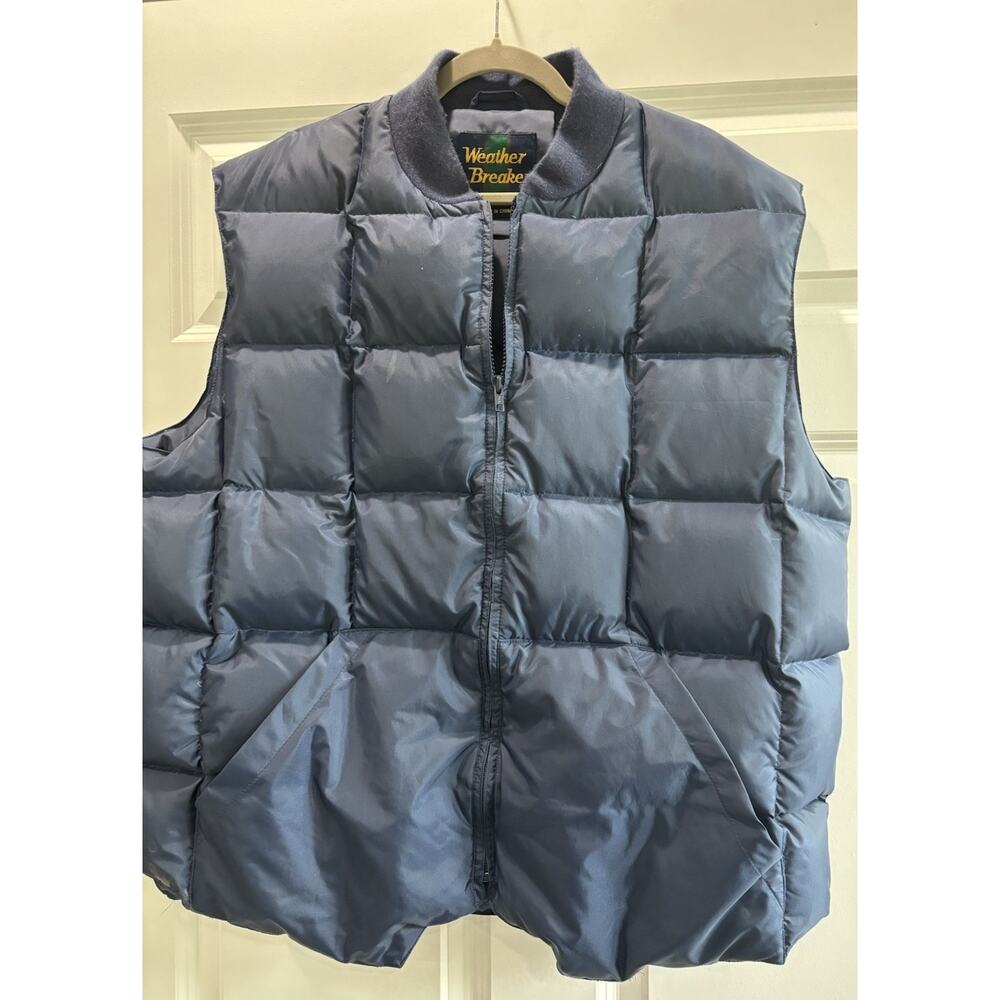Weather Breaker Men’s Xl Down Puffer Vest Blue Vintage